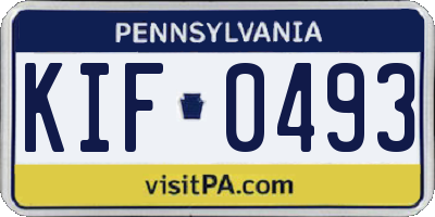 PA license plate KIF0493