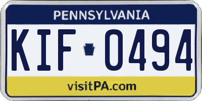 PA license plate KIF0494