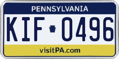 PA license plate KIF0496