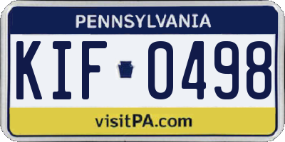 PA license plate KIF0498