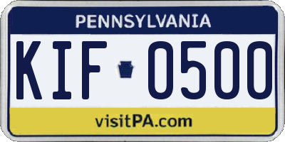 PA license plate KIF0500