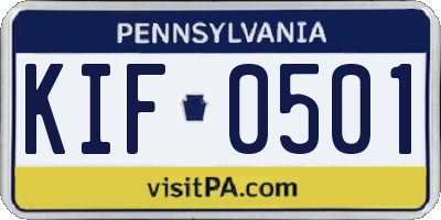 PA license plate KIF0501