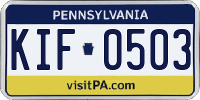 PA license plate KIF0503