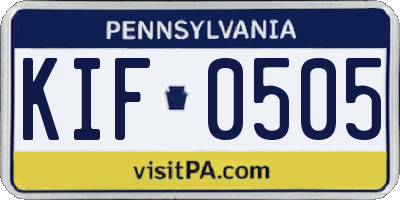 PA license plate KIF0505