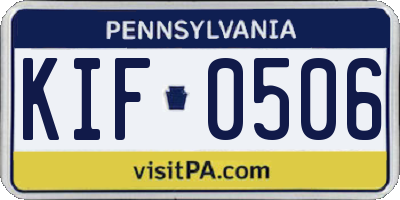 PA license plate KIF0506