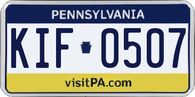 PA license plate KIF0507