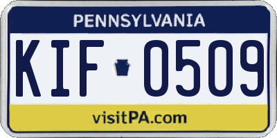 PA license plate KIF0509