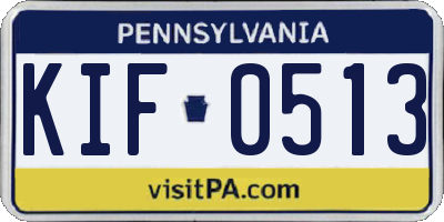 PA license plate KIF0513