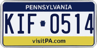 PA license plate KIF0514