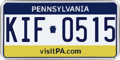 PA license plate KIF0515