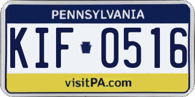 PA license plate KIF0516