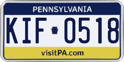 PA license plate KIF0518