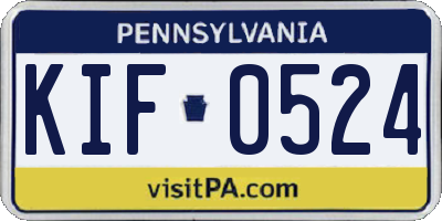 PA license plate KIF0524