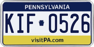 PA license plate KIF0526