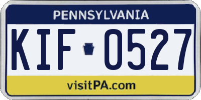 PA license plate KIF0527
