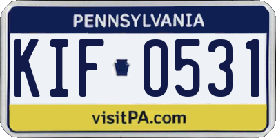 PA license plate KIF0531