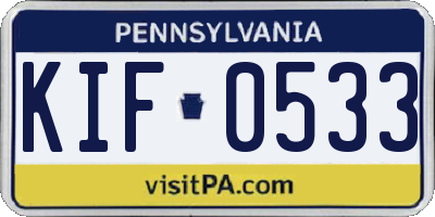 PA license plate KIF0533