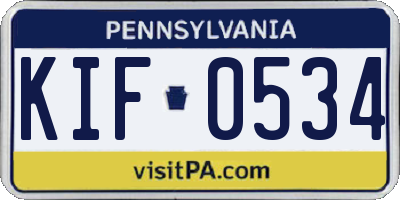 PA license plate KIF0534