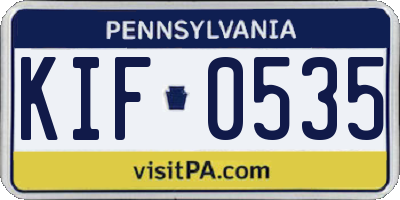 PA license plate KIF0535