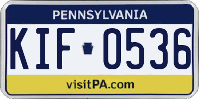 PA license plate KIF0536