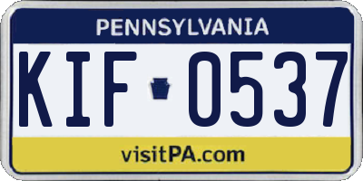 PA license plate KIF0537