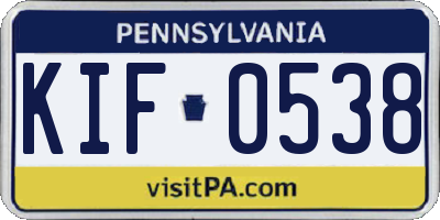 PA license plate KIF0538