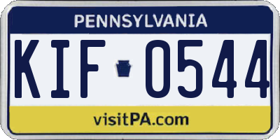 PA license plate KIF0544
