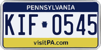 PA license plate KIF0545