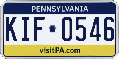 PA license plate KIF0546