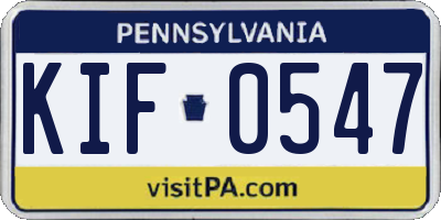 PA license plate KIF0547