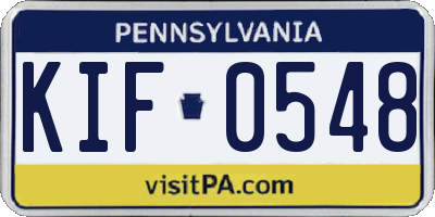 PA license plate KIF0548