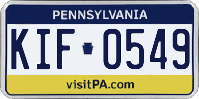 PA license plate KIF0549