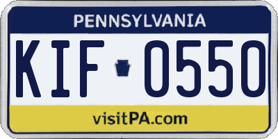 PA license plate KIF0550