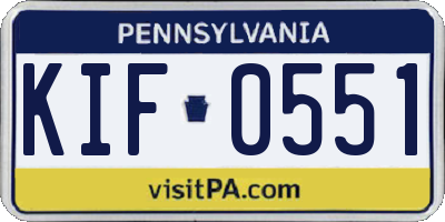 PA license plate KIF0551