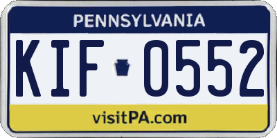 PA license plate KIF0552