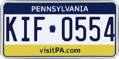 PA license plate KIF0554