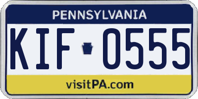 PA license plate KIF0555