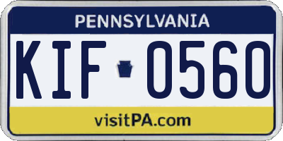PA license plate KIF0560