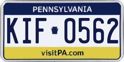 PA license plate KIF0562
