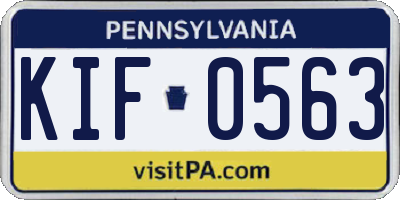 PA license plate KIF0563