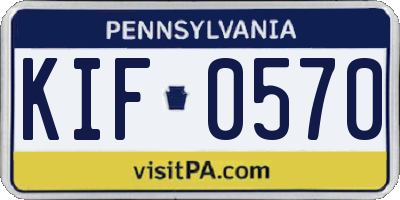 PA license plate KIF0570