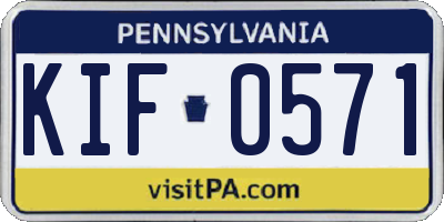 PA license plate KIF0571