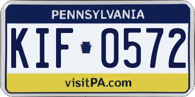 PA license plate KIF0572