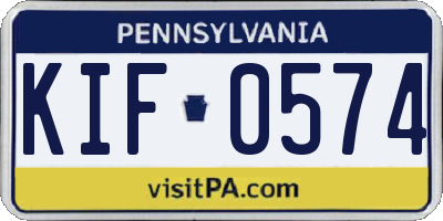 PA license plate KIF0574