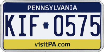 PA license plate KIF0575