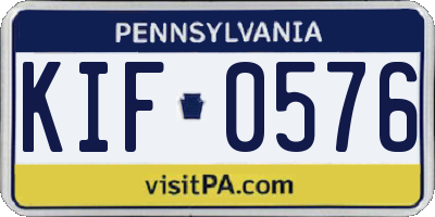 PA license plate KIF0576