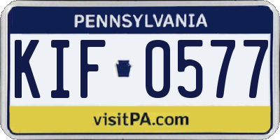 PA license plate KIF0577