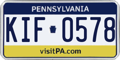 PA license plate KIF0578