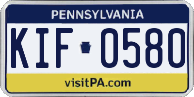 PA license plate KIF0580
