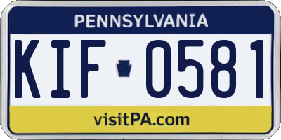 PA license plate KIF0581